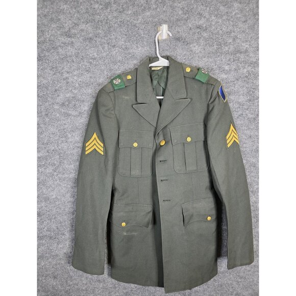 US Army Other - Vintage US Army Coat Mens Long 35 Army Green Shade 44 Wool Serge Service 60s